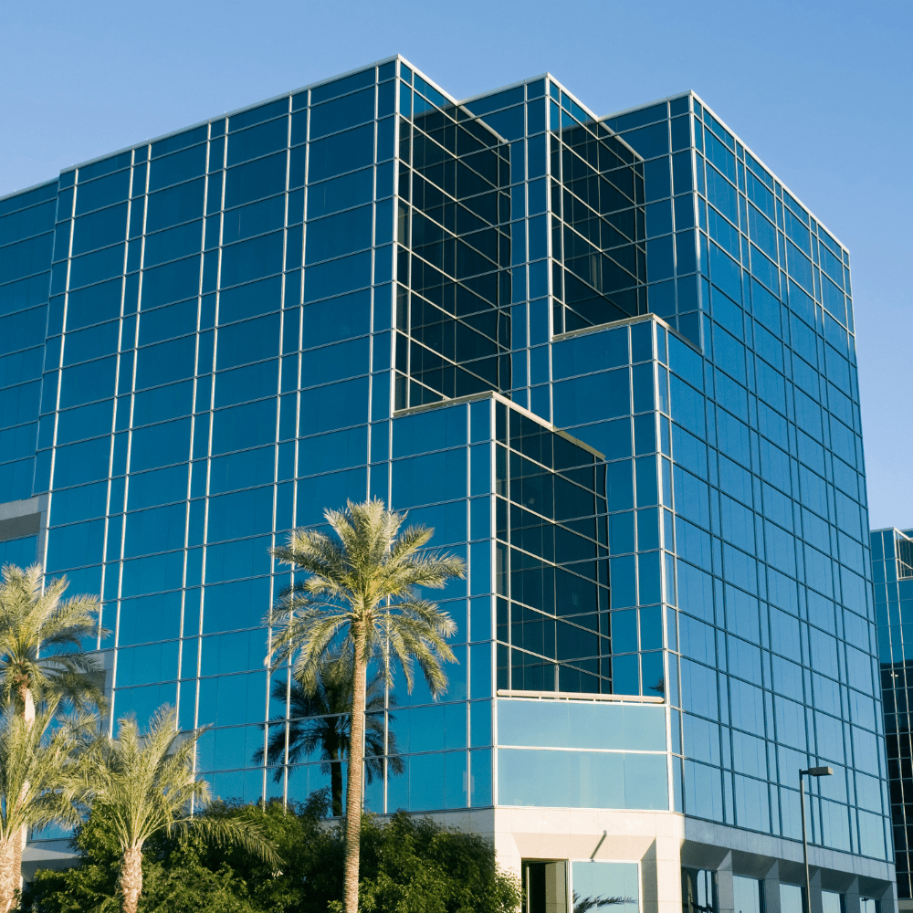 Captivating graphic Urban Team's commitment to excellence in commercial real estate, featuring icons representing properties, leasing, sales